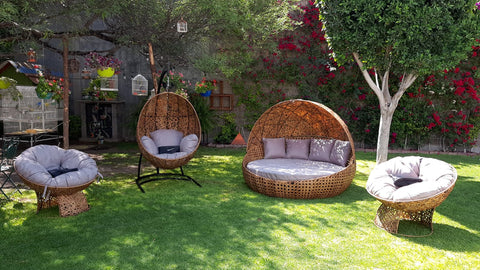 Set Cama Tulum + Columpio con base + 2 papasanes