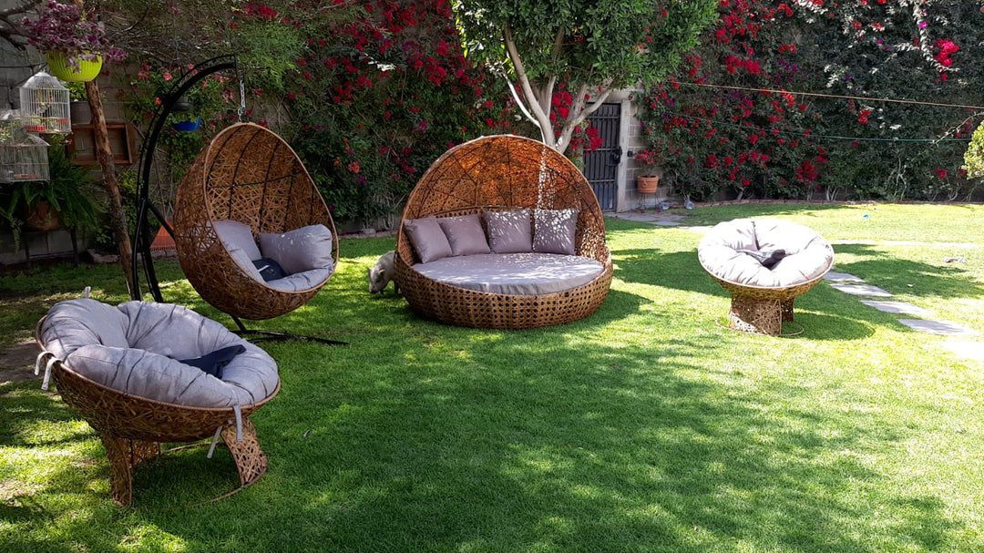 Set Cama Tulum + Columpio con base + 2 papasanes – Aranza Diseños Mexico